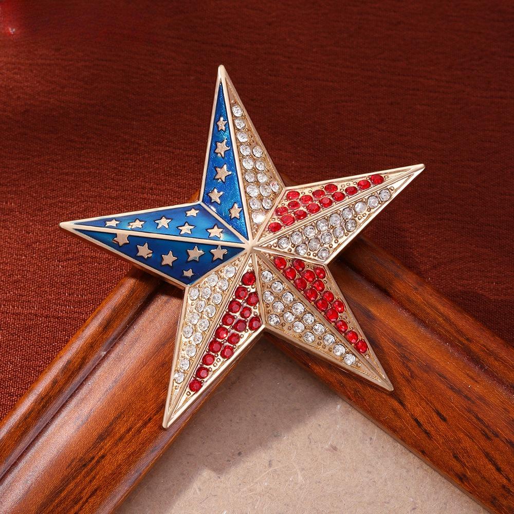 European and American flag five pointed star brooch, niche design sense, star brooch, shirt jacket collar pin accessory, new chest flower