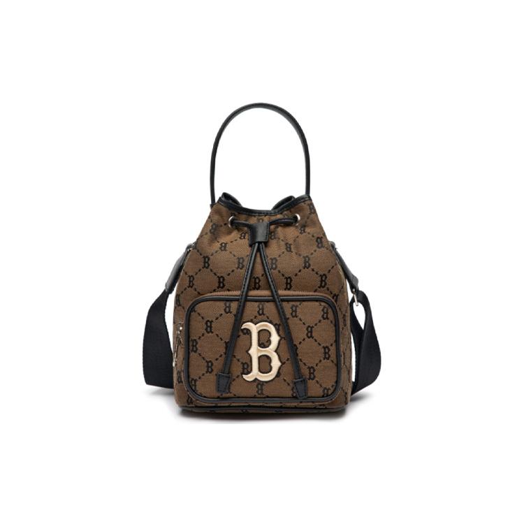 MLB Monogram Collection Polyester Bucket Bag, Handbag, Shoulder Bag, Crossbody Bag Regular Womens Coffee 3ABMS011N-43BGD