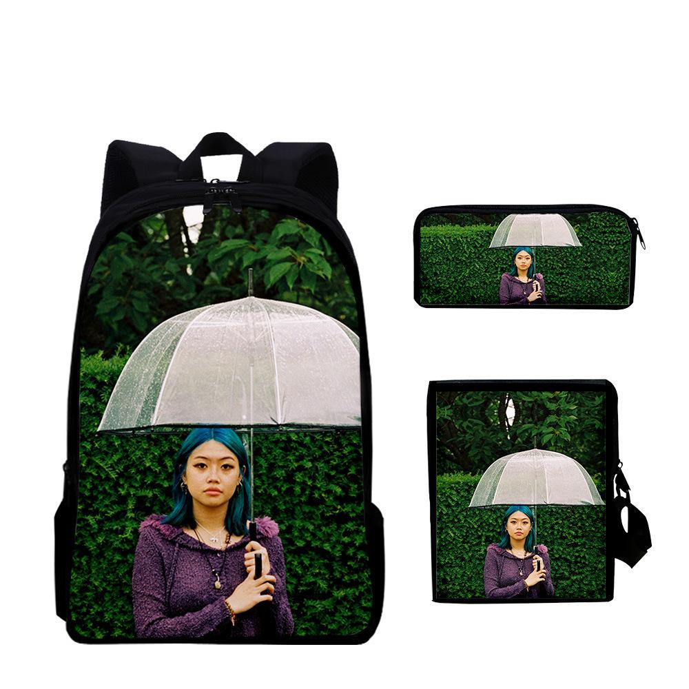 Classic Novelty beabadoobee 3D Print 3pcs/Set pupil School Bags Laptop Daypack Backpack Inclined shoulder bag Pencil Case
