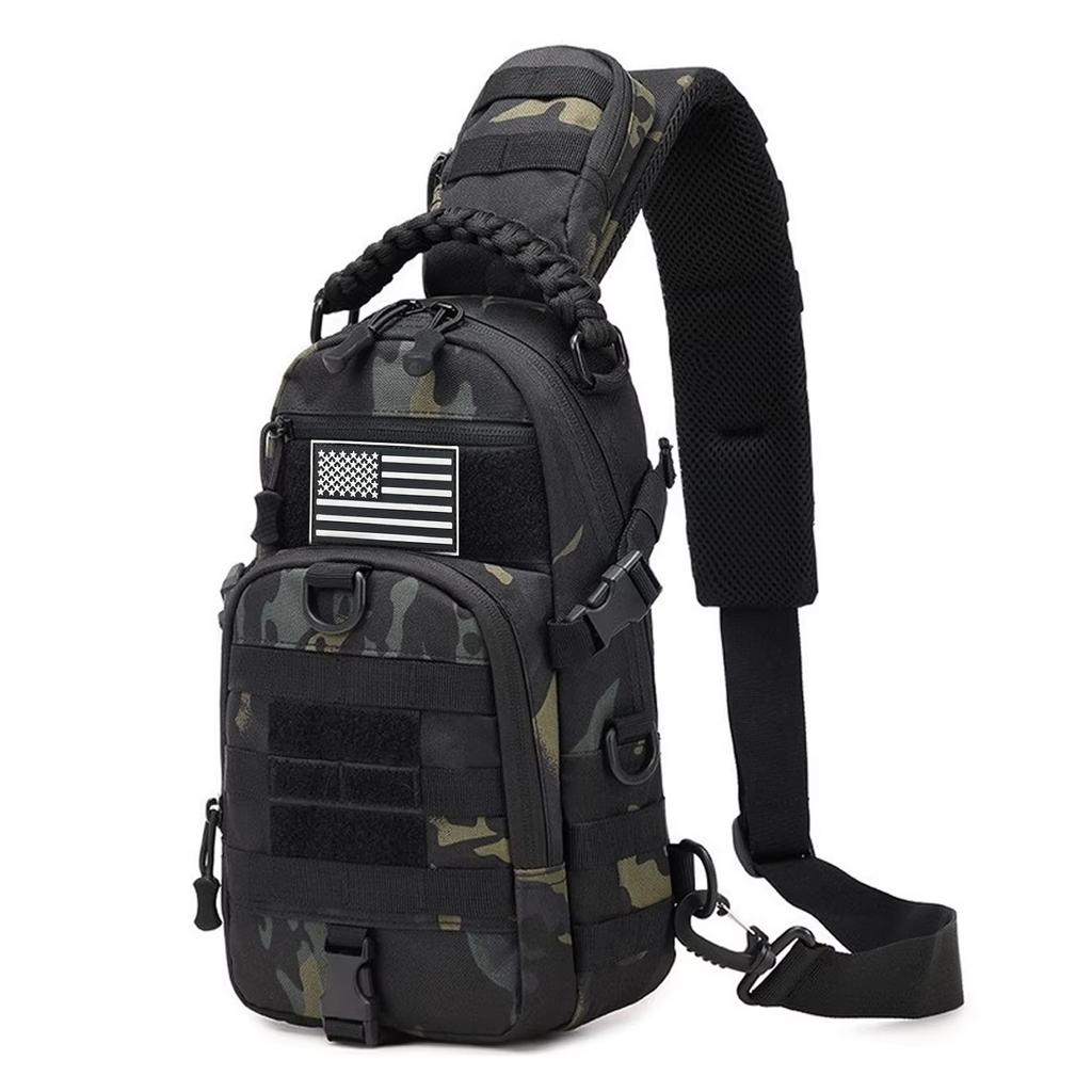 Single Shoulder Chest Bag, Widened and Thickened Shoulder Pad, MOLLE System, Multi Hanging Point Design, Woven Handle