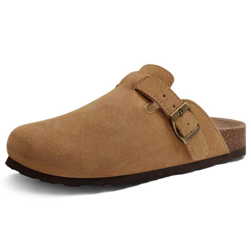 Fashion Smile New Genuine Cow Suede Clogs for Women Men Clogs Soft Cork Footbed Mules Leisure House Shoes with Arch Support Beach Slides