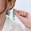 925 Silver Needle Personality Long Green Rhinestone Water Drop Dangle Earrings Women's Elegant Temperament Jewelry Accessories