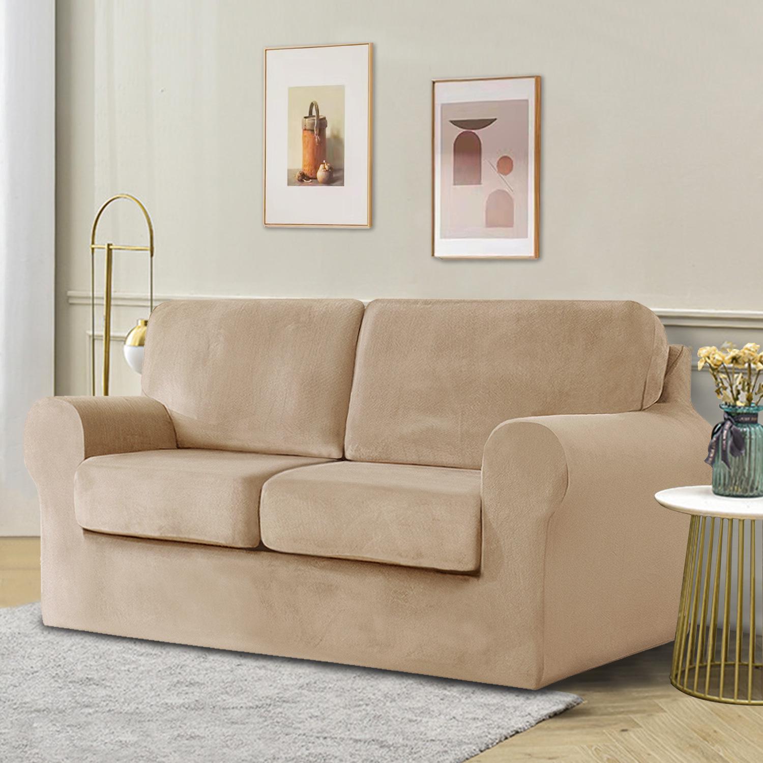 Elastic Silver Fox Velvet Sofa Cover