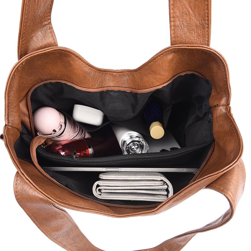 Women's Crossbody Tote - Trendy Soft Leather Large-Capacity Shoulder Bag for Middle-Aged Women