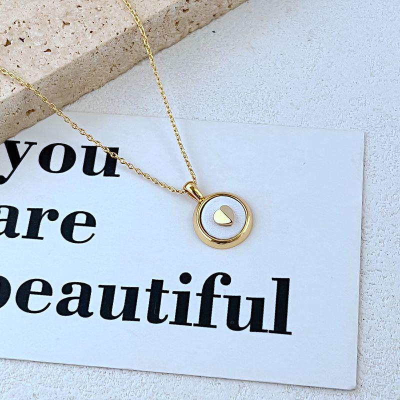 Fashion Light Luxury Leather Inlaid Metal Heart Stud Earrings & Necklace Set