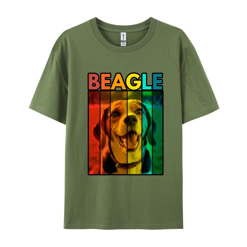 Vibrant Beagle Retro Tshirt Men T Shirts Graphic Tee Shirts Leisure Plus Size Cotton Tops Comfortable