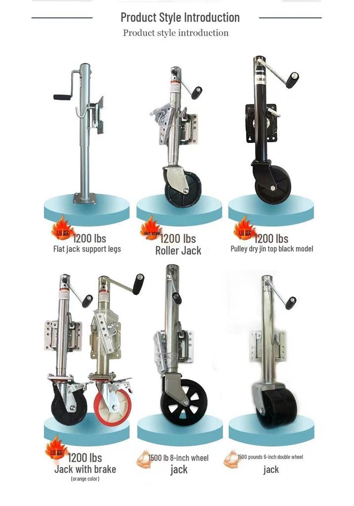 1200 lb Jack Stand with Side Crank for Trailer/Mobile Food Truck - Two-Way Rotating Crank, Easy to Use
