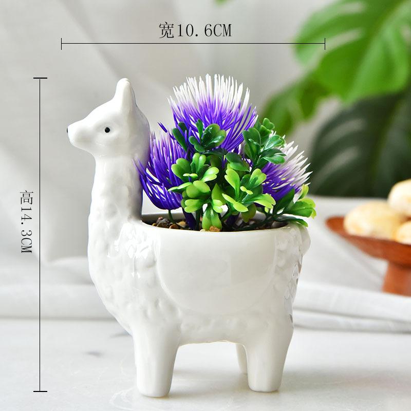 Creative Cartoon Alpaca Swan Ceramic Flowerpot Nordic Plant Pot Succulent Flowerpot Animal Shaped Pots Home Decoration Ornaments