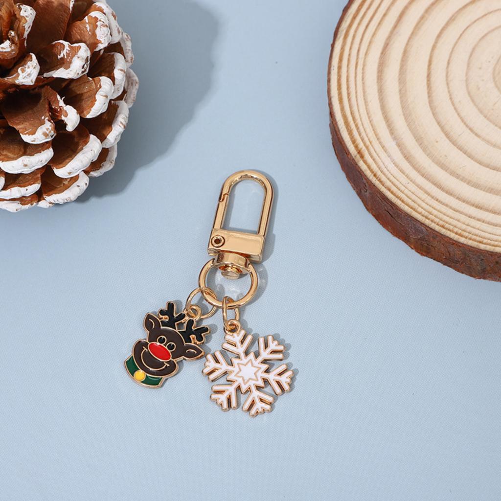 Cartoon Christmas Series Keychain Alloy Drip Oil Decorative Chain Atmosphere Bag Pendant Hanging Decoration