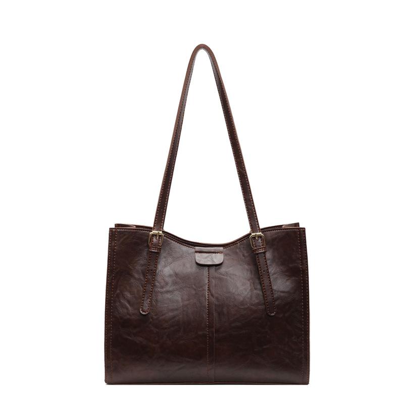 

Сумка Женская Новая Сумка-тоут большой вместимости Универсальная на плечо для поездок темно-коричневого