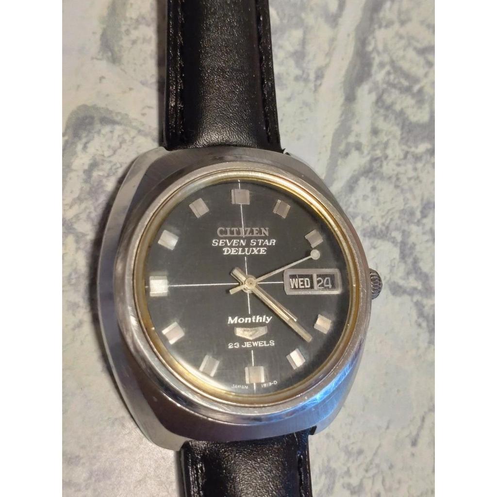 Used Operation CITIZEN Citizen Seven Star Deluxe Monthly 23 JEWELS Men's Watch Day Date Vintage Antique