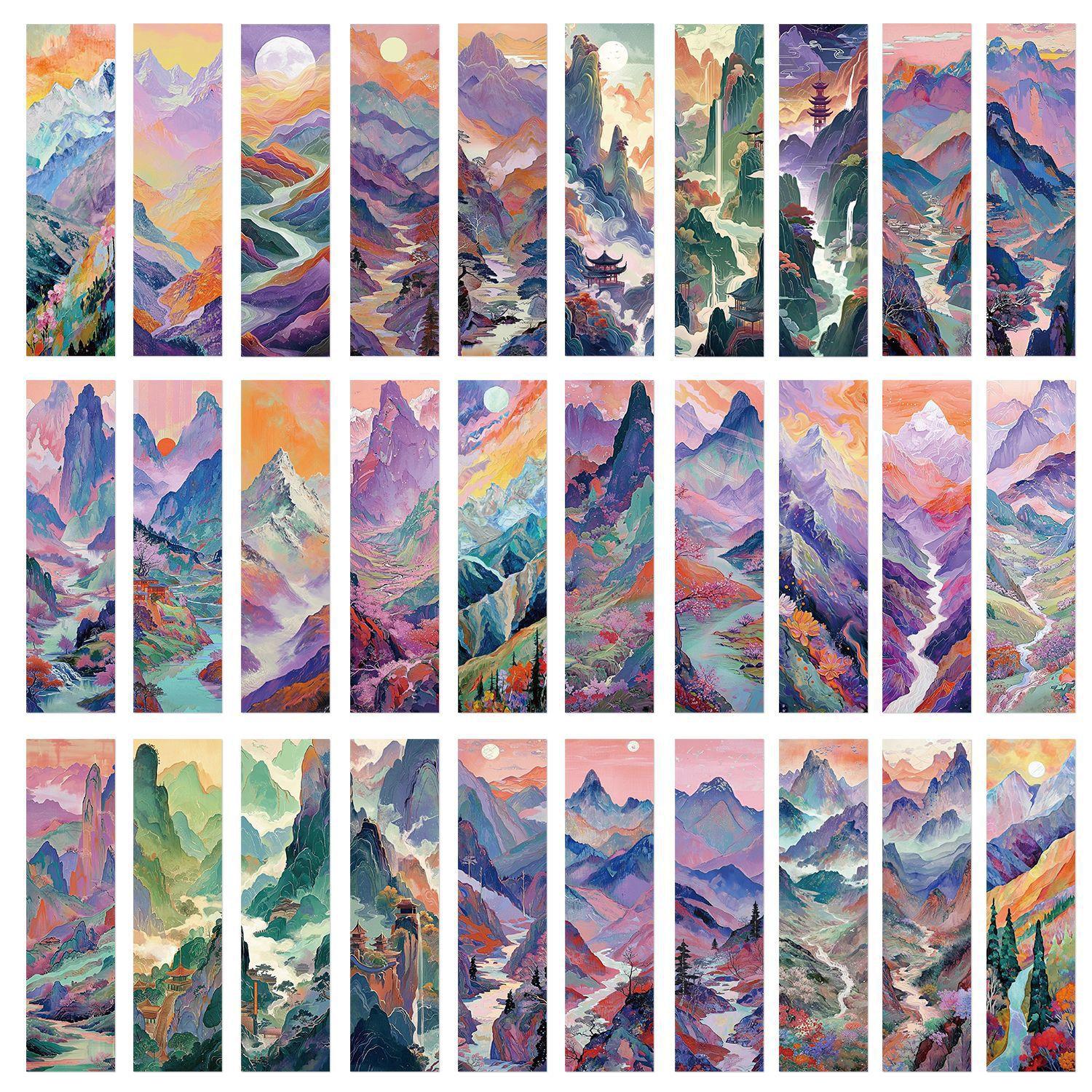 

30 листов, закладка в китайском стиле в стиле ретро, ​​винтажная закладка с изображением гор, сценарная закладка, закладка для скрапбукинга для студентов, школьные принадлежности 30pcs