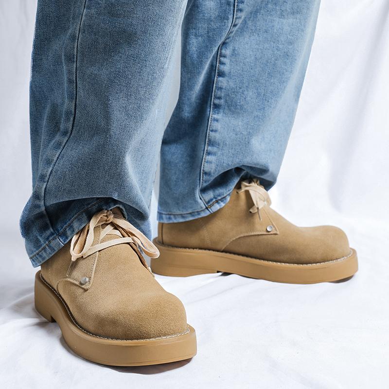 Fashion Autumn and winter men's shoes High quality genuine leather with minimalist styleThick soled youth Business Office Party shoes