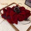 Women Hair Claw Large Pleated Velvet Multi-Layered Bowknot Decor Versatile Hair Clamp Hair Accessories