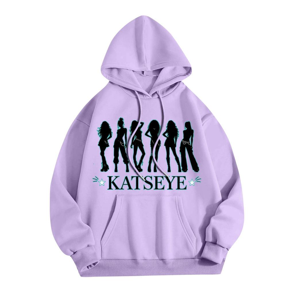 Unisex Lightweight Long-Sleeve Printed Hooded Pullover Sweatshirt