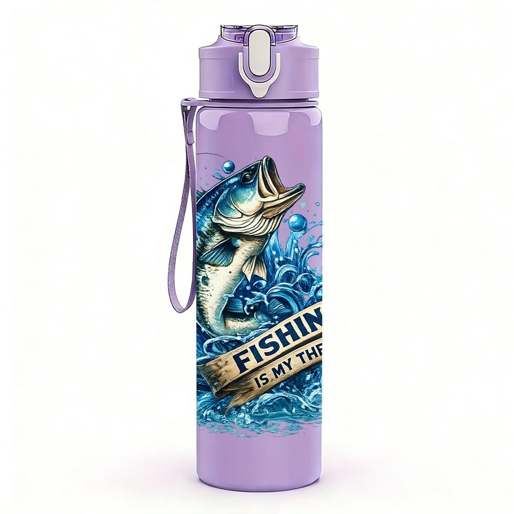 1PC Trout Fish Fishing Theme Art Print 750ml Color Plastic Sports Water Bottle Leakproof Flip Straw Lid Suitable for Sports Office Home Use