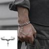 Silver Feather Cuff Bracelet for Men Women Vintage Adjustable Bracelet Bangle Fashion Jewelry