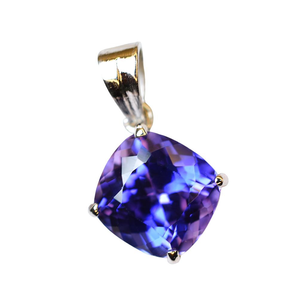 AA+ 925 Sterling Silver Pendant Blue Tanzanite Gemstone 15 Ct Natural Certified