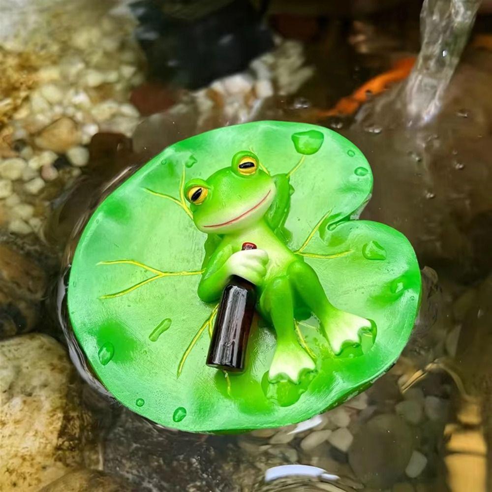 Cute Miniature Frogs Sculpture Creative Floating Frog Pond Ornament Fake Animal Decorations Yard