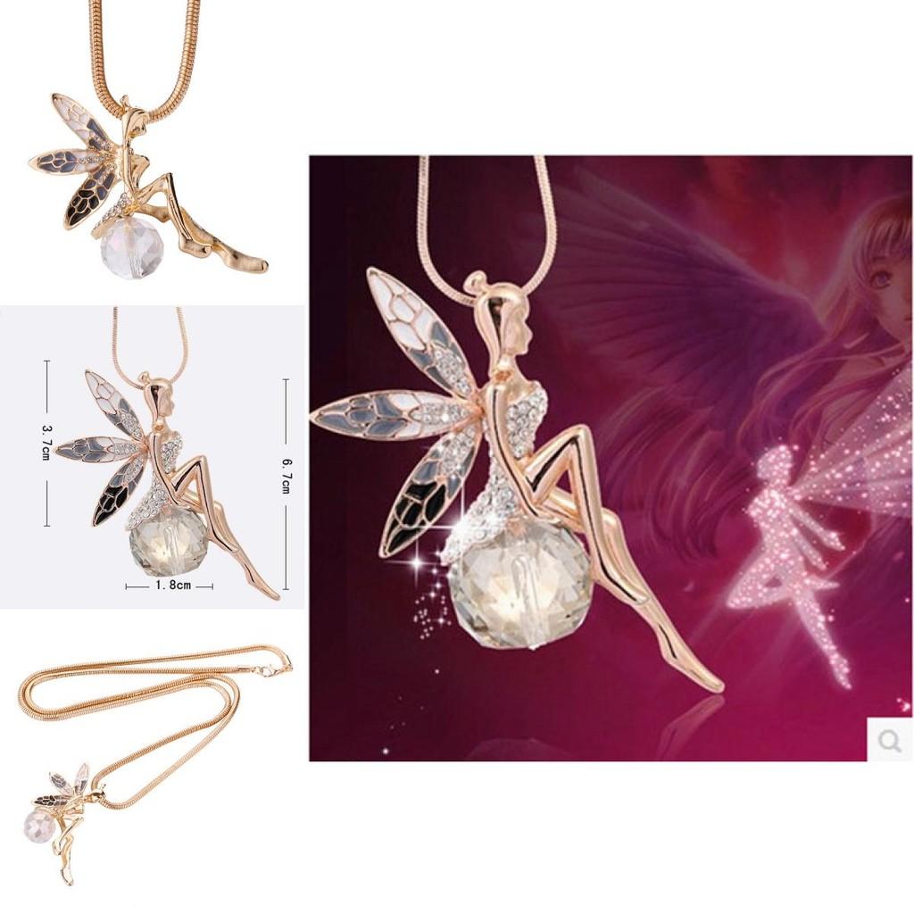 Angel Wing Necklace Floral Design Elegant Alloy Pendant Jewelry Gift For Women Special Occasion