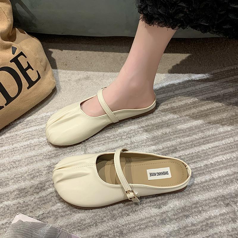 

Баотоу полутапочки женская верхняя одежда лето 2024 новые плоские туфли для беременных женщин ленивые туфли Muller повседневные полутапочки одинарные 35