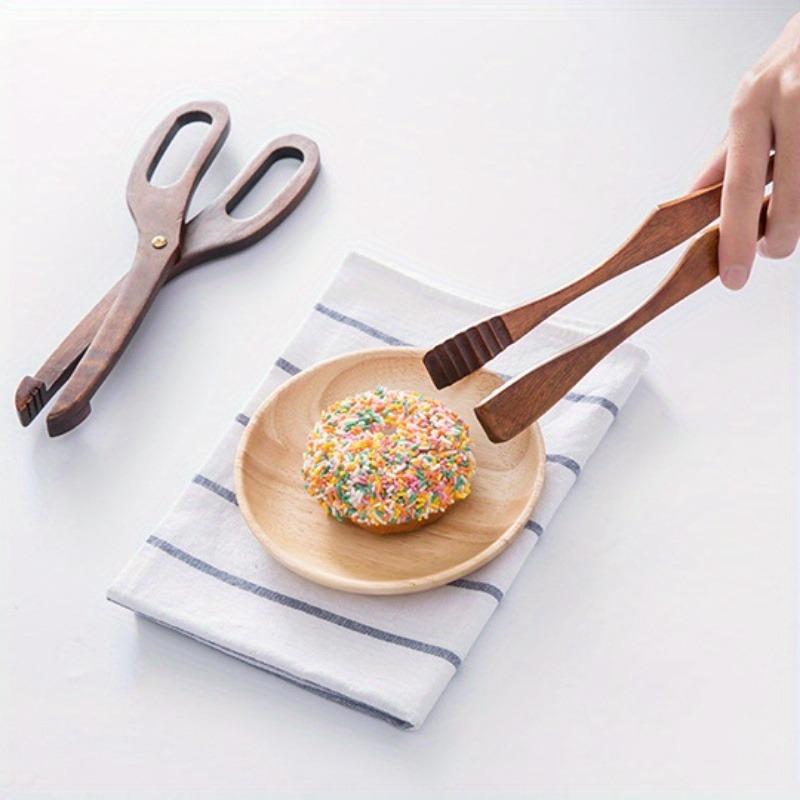 Premium Bread Tongs for Baking and Cooking Non-slip Kitchen Clamp with Rustic Wooden Design