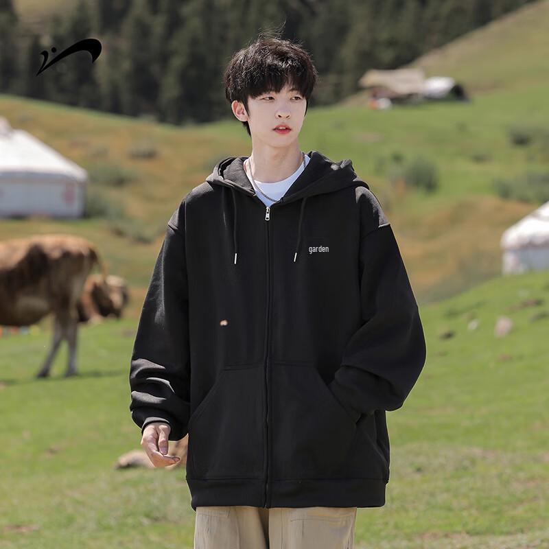 Guirenniao Men's Hooded Zipper Sweatshirt Jacket