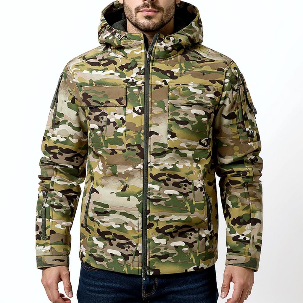 Men'S Loose Jacket Fashionable Multi Pocket Hooded Jacket