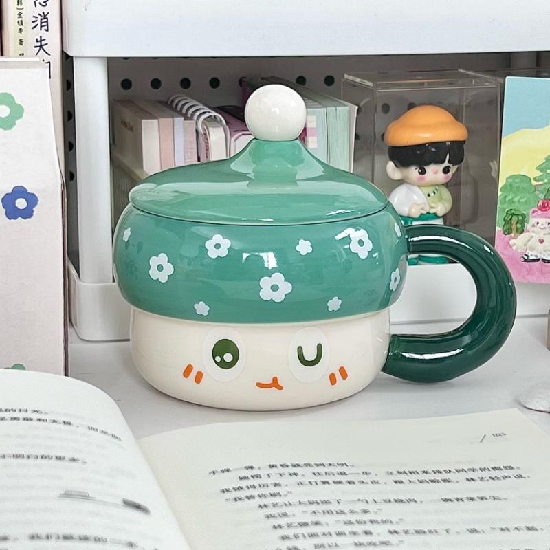 

High value hat mug ins cute ceramic water cup with lid girl couple coffee birthday present 401-500ml