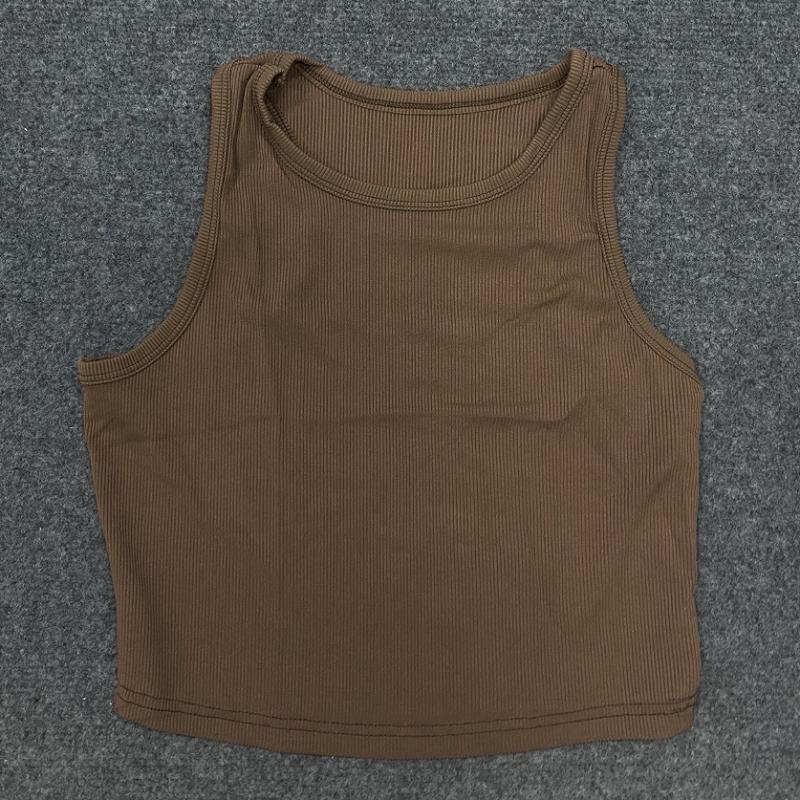

Summer sleeveless solid color round neck slim fit vest S