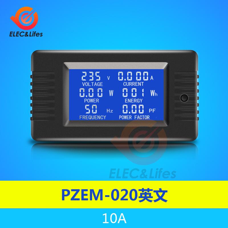 PZEM-020 Wattmeter Power Meter Voltmeter AC 80-260V Voltage 50-60HZ Power Analyzers LCD AC Electricity Meter 10A 2200W Detector