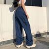Fashion Loose Jeans Casual Work Pants Women Hip Hop Jeans Woman Cotton Trousers Big Pocket Women Clothes Blue/black/white Jeans