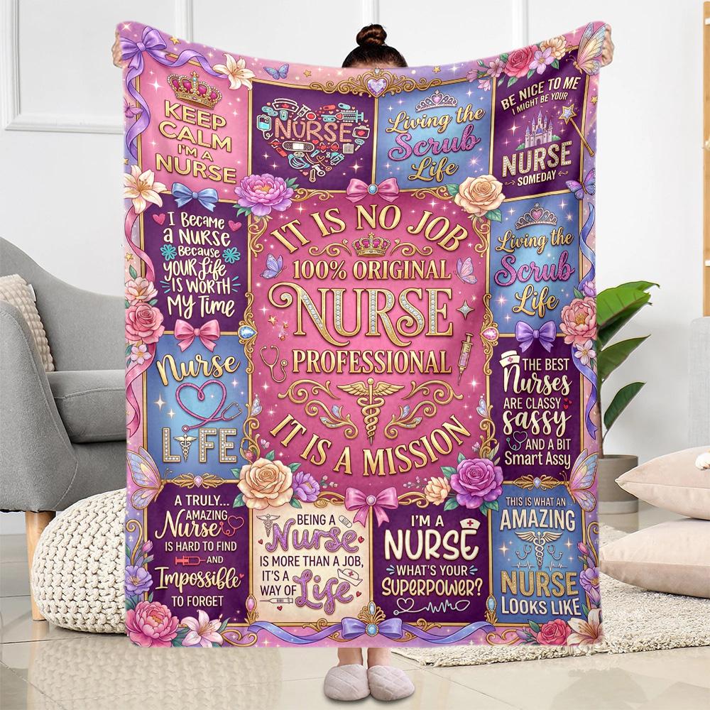 Nurse Humor Quotes Blanket Warmthful Decor Perfect for Livingroom Sofa Office Four Seasons Multipurpose Stylish Decor