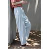 2022 Summer Lightweight Retro Cotton Knit Elastic Waist Drawstring Loose Straight-Leg Pants