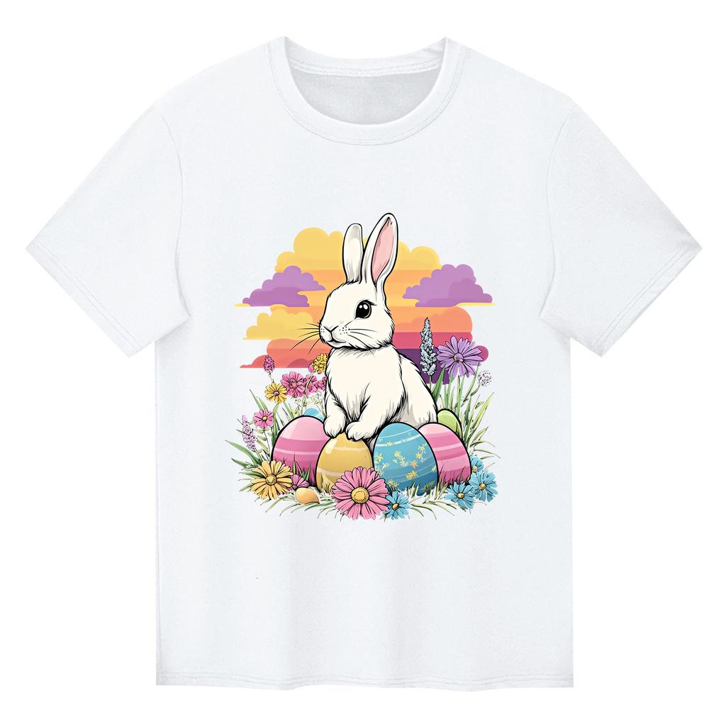 Children's Printed Short Sleeved Round Neck Casual Comfortable Loose Lightweight Top