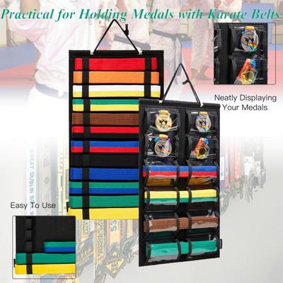 Organizzatore per cinture di arti marziali con anello elastico, semplice installazione, organizer per cintura da karate sospesa, supporto per cintura da karate