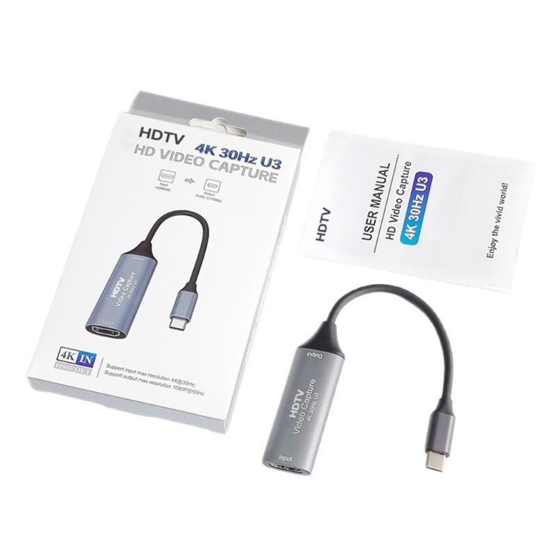 Spielvideo-Aufnahmekarte Typ C+USB auf HDTV 4K 30Hz 1080P 60Hz Recorder Video-Gaming-Camcorder Niedrige Latenz Konverter