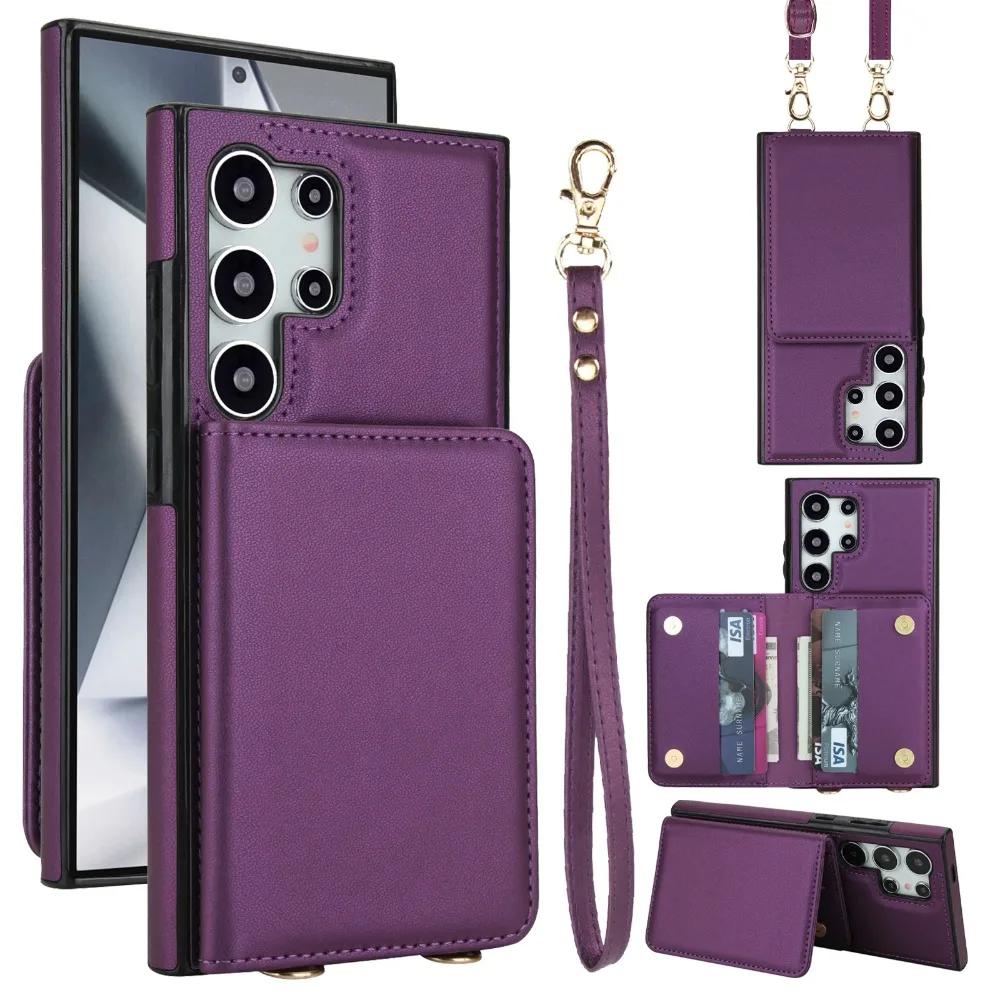 Crossbody Wallet RFID Blocking Card Holder Phone Case For Samsung Galaxy S25 Ultra Edge S24 Plus S23 S22 S21 FEA16 A26 A36 A56