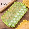 Capped Ice Cube Tray 37 Cavity Honeycomb BPA-Free Slow-Melt Reusable Small Mold Cubes with Lid Easy Release Silicone Maker for Freezer