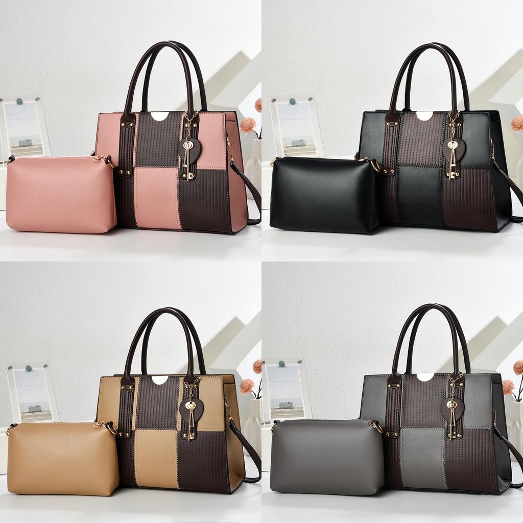 Pu Large Tote Bag For Women With Contrasting Color Blocking And Inner Pockets For Daily Use