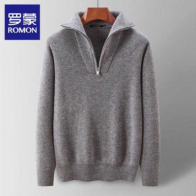 Romon Men s 100% Wool Zip-Neck Sweater 3XL