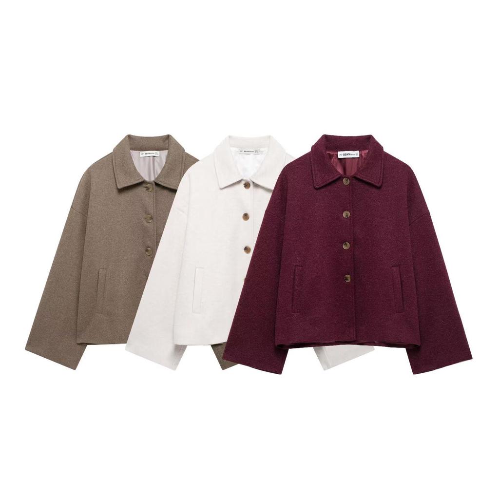 Women's Autumn/Winter Street Fashion Woolen Short Coat with Lapel Collar
