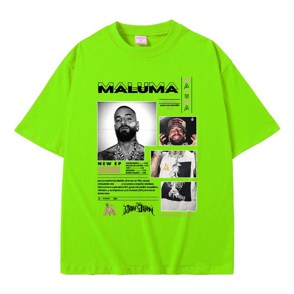 Zpěvák Maluma Obal hudebního alba Trička Pánská Dámská Ležérní Bavlněné Tričko Pánská Móda Nadrozměrná Trička Hip Hop Rap Streetwear