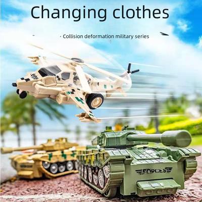 Children's Inertia-Powered Transforming Toy: Tank, Car, Airplane, and Robot.