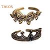 Retro Ring Hollow Butterfly Crown Shape Rhinestone Decor Dark Cool Style Alloy Stacking Ring Prom Party Dating Jewelry