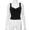 Y23TP728 Lente 2024 Dames Effen Vierkante Hals Voorkant Gerimpeld Mouwloos Crop Tanktop