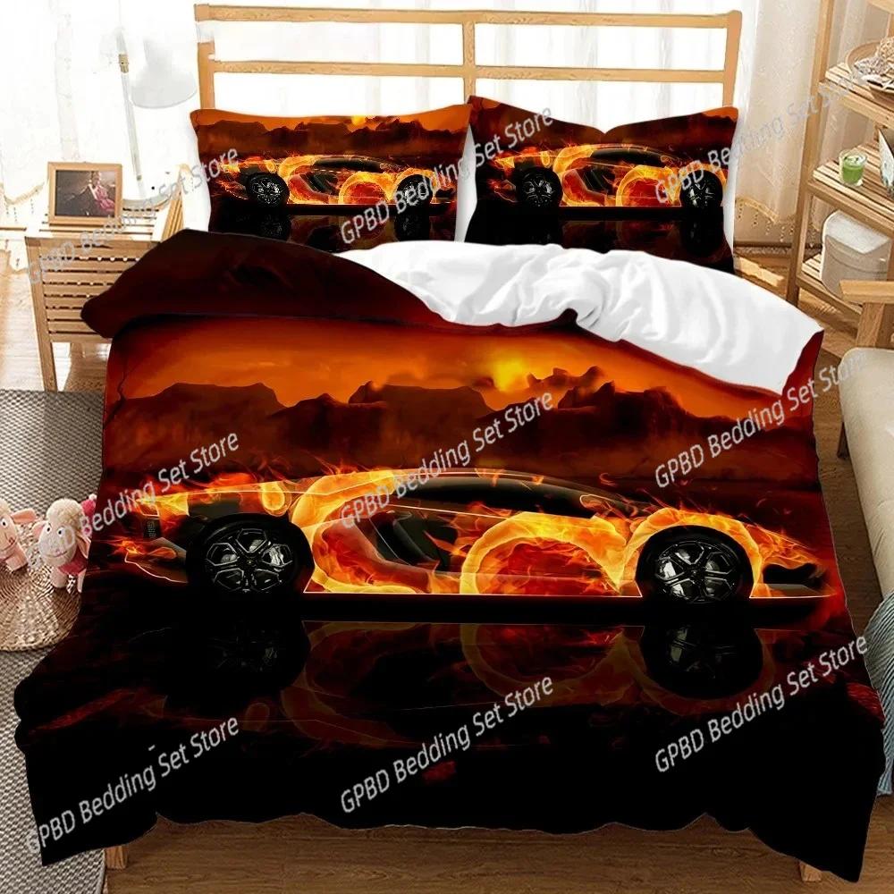 Comforter 3D Print Sports Car Bedding Set 3D Printed Suitable For Bedroom Kids Home Textile