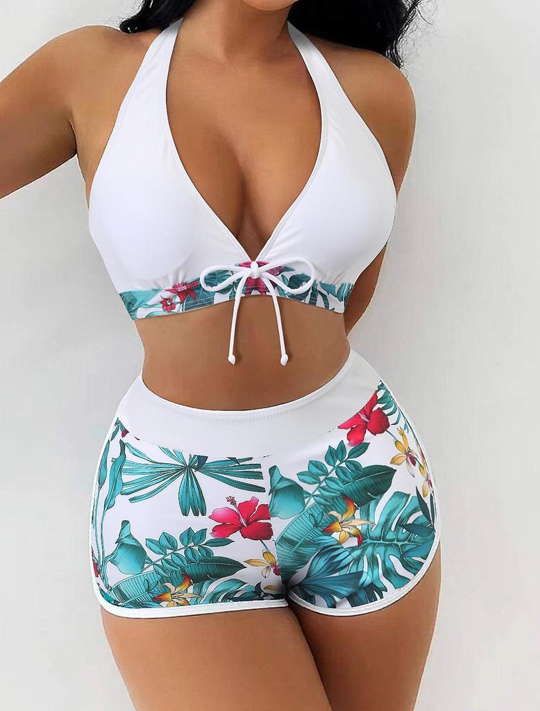 European-American Halter Neck Bikini: New Style, Sexy High-Waist Beach Swimwear