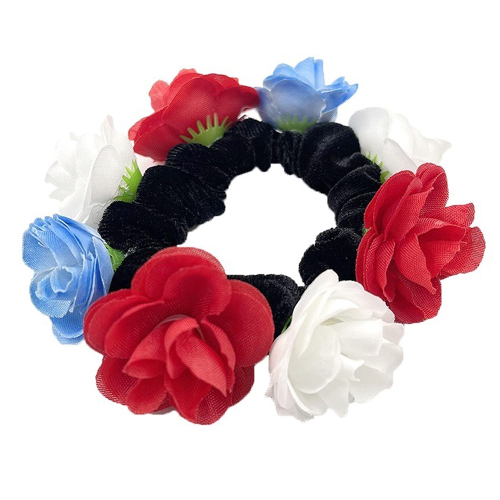 

Большие искусственные цветочные резинки для волос для женщин, эластичные резинки для волос, помпоны, держатель для хвоста, модная повязка для волос во французском стиле 2