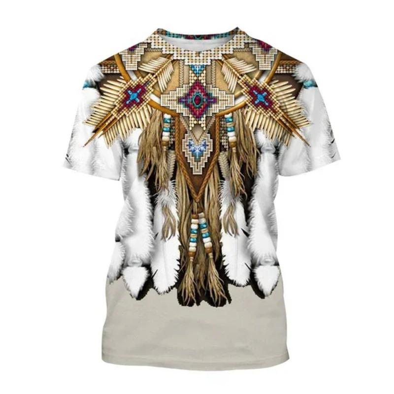 Ethnic Style 3D Printed T-shirts, Men's and Women's Streetwear, Daily Fashionable Oversized Short Sleeved T-shirt Tops